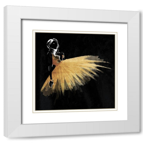 Golden Dress Puff Mate White Modern Wood Framed Art Print with Double Matting by OnRei