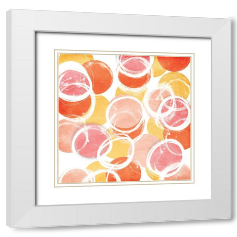 Circular Abstract Blush Orange White Modern Wood Framed Art Print with Double Matting by OnRei