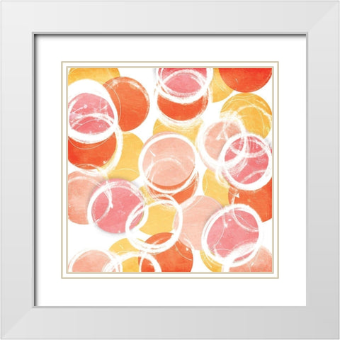 Circular Abstract Blush Orange White Modern Wood Framed Art Print with Double Matting by OnRei