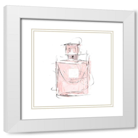 Pink Perfume White Modern Wood Framed Art Print with Double Matting by OnRei