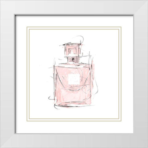 Pink Perfume White Modern Wood Framed Art Print with Double Matting by OnRei