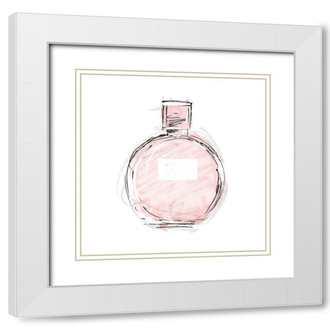 Pink Perfume Mate White Modern Wood Framed Art Print with Double Matting by OnRei