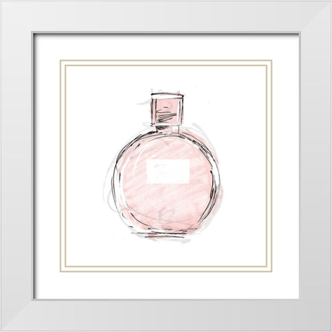 Pink Perfume Mate White Modern Wood Framed Art Print with Double Matting by OnRei