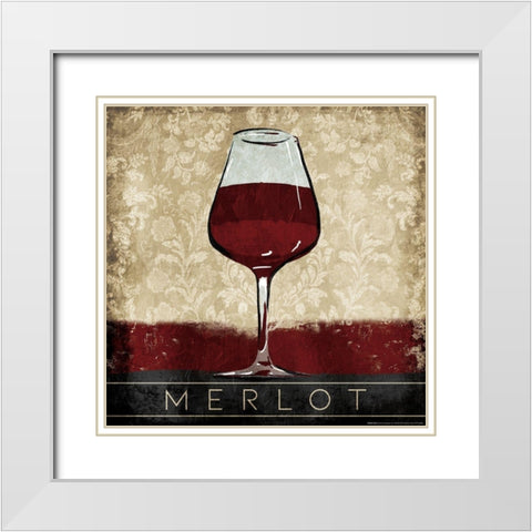 Merlot White Modern Wood Framed Art Print with Double Matting by OnRei