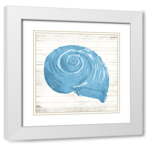 Shell On Wood White Modern Wood Framed Art Print with Double Matting by OnRei