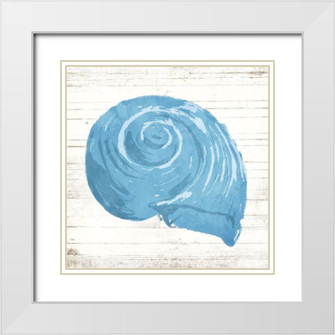 Shell On Wood White Modern Wood Framed Art Print with Double Matting by OnRei