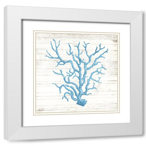 Coral On Wood White Modern Wood Framed Art Print with Double Matting by OnRei