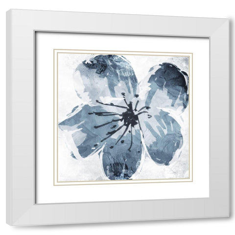 Sketched Cool Flower Mate White Modern Wood Framed Art Print with Double Matting by OnRei