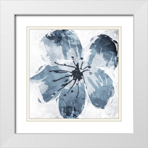 Sketched Cool Flower Mate White Modern Wood Framed Art Print with Double Matting by OnRei