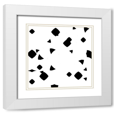 Block out Black and White Mate White Modern Wood Framed Art Print with Double Matting by OnRei