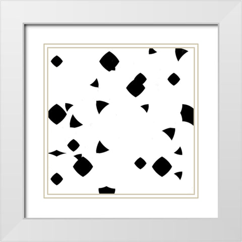 Block out Black and White Mate White Modern Wood Framed Art Print with Double Matting by OnRei