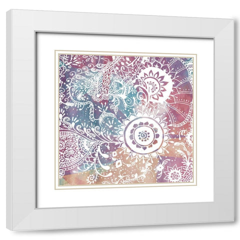 Maze Of Henna White Modern Wood Framed Art Print with Double Matting by OnRei