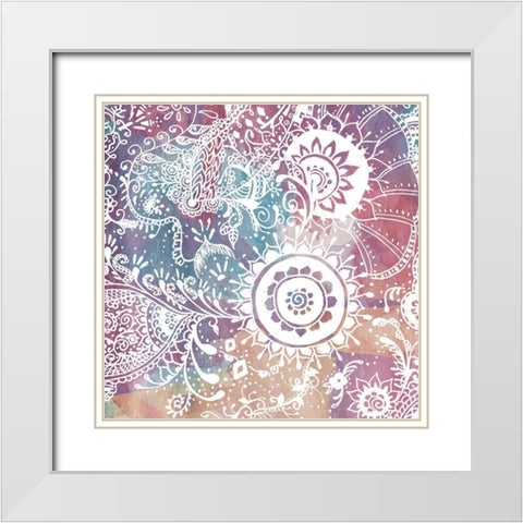 Maze Of Henna White Modern Wood Framed Art Print with Double Matting by OnRei