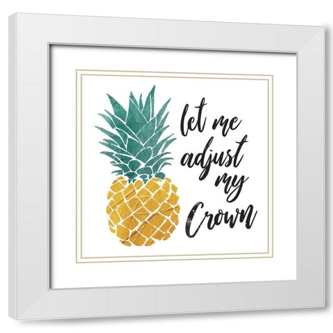 Pineapple Crown White Modern Wood Framed Art Print with Double Matting by OnRei