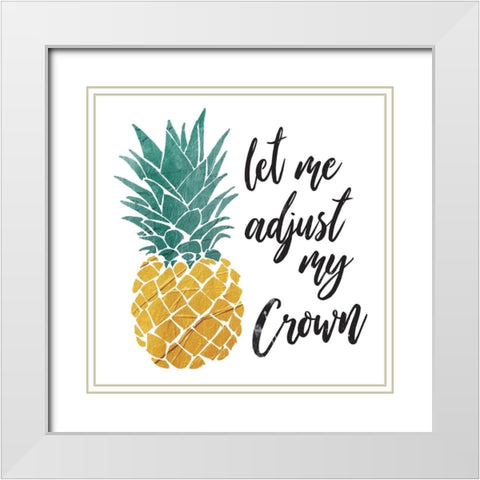 Pineapple Crown White Modern Wood Framed Art Print with Double Matting by OnRei