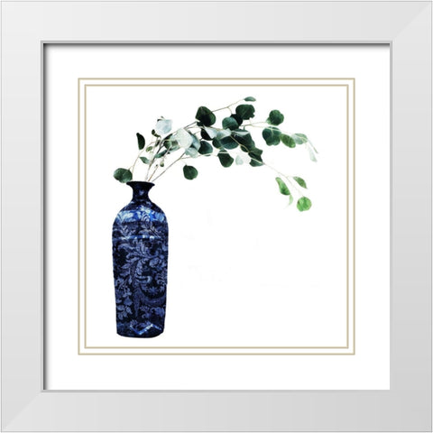 China Vase With Floral White Modern Wood Framed Art Print with Double Matting by OnRei