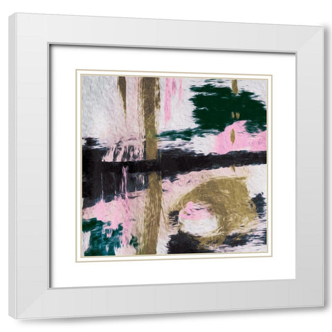 High Time Abstract White Modern Wood Framed Art Print with Double Matting by OnRei