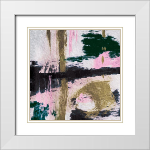 High Time Abstract White Modern Wood Framed Art Print with Double Matting by OnRei