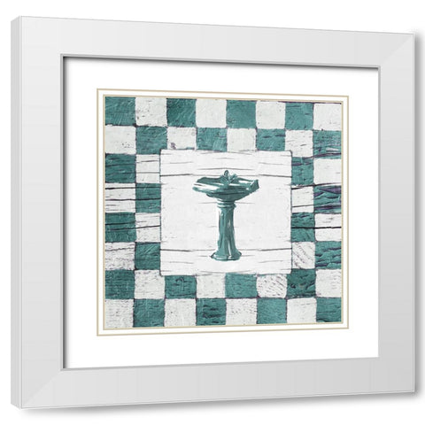 Checkered Sink White Modern Wood Framed Art Print with Double Matting by OnRei