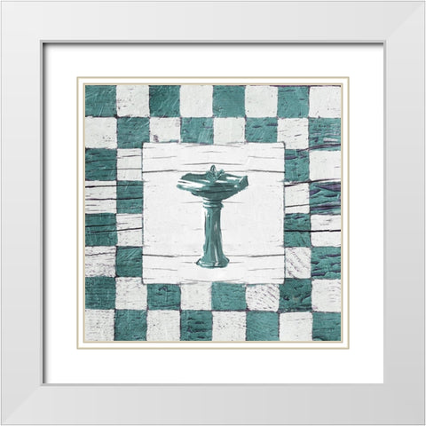 Checkered Sink White Modern Wood Framed Art Print with Double Matting by OnRei