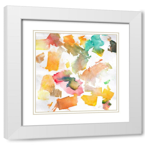 Chaotic Squares White Modern Wood Framed Art Print with Double Matting by OnRei