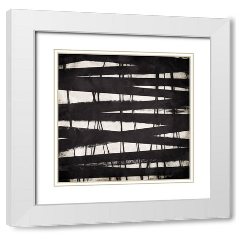 Crazy Lines White Modern Wood Framed Art Print with Double Matting by OnRei