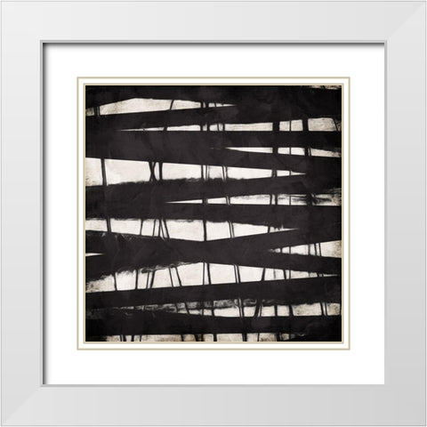 Crazy Lines White Modern Wood Framed Art Print with Double Matting by OnRei