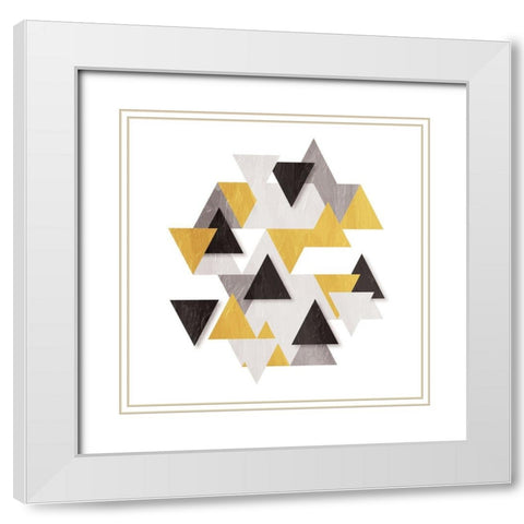 Floating Gold Tri White Modern Wood Framed Art Print with Double Matting by OnRei