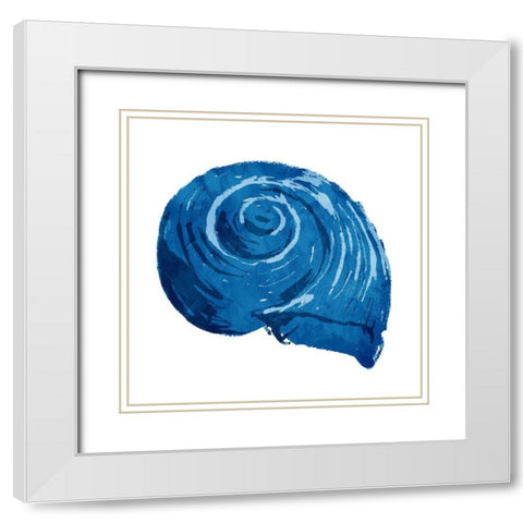 Blue Shell White Modern Wood Framed Art Print with Double Matting by OnRei