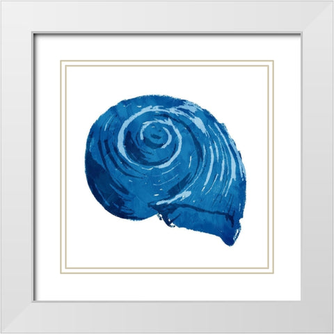 Blue Shell White Modern Wood Framed Art Print with Double Matting by OnRei