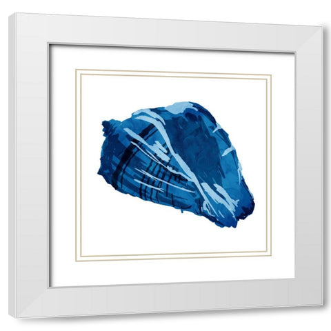 Blue Shell Mate White Modern Wood Framed Art Print with Double Matting by OnRei