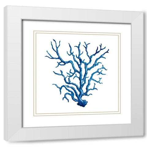 Blue Coral White Modern Wood Framed Art Print with Double Matting by OnRei