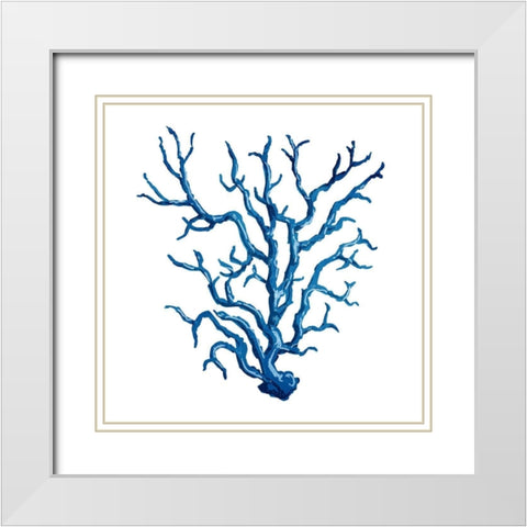 Blue Coral White Modern Wood Framed Art Print with Double Matting by OnRei