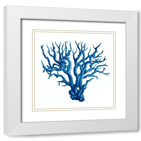 Blue Coral Mate White Modern Wood Framed Art Print with Double Matting by OnRei