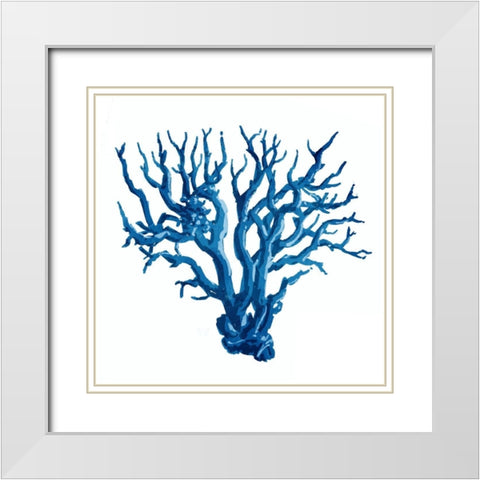 Blue Coral Mate White Modern Wood Framed Art Print with Double Matting by OnRei