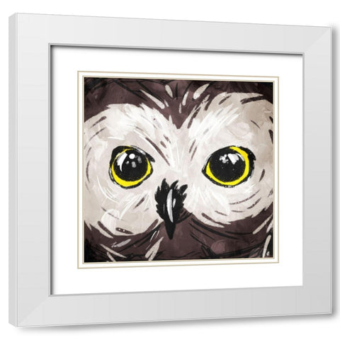 Owl Eyes White Modern Wood Framed Art Print with Double Matting by OnRei