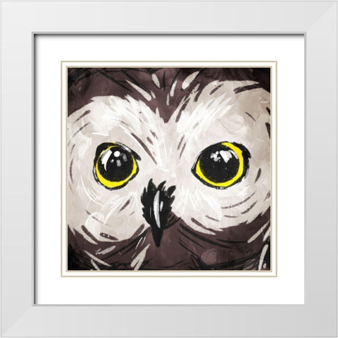 Owl Eyes White Modern Wood Framed Art Print with Double Matting by OnRei