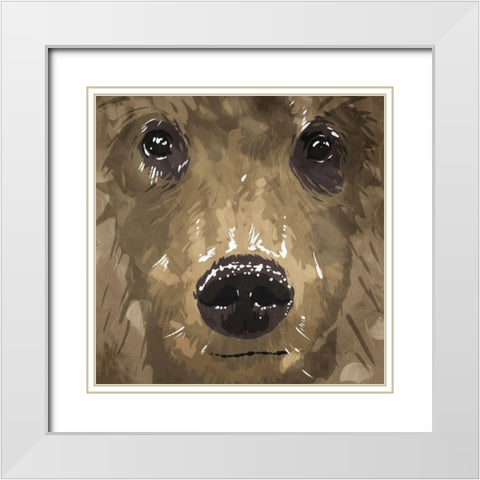 Bear Eyes White Modern Wood Framed Art Print with Double Matting by OnRei