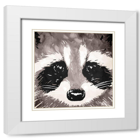 Racoon Eyes White Modern Wood Framed Art Print with Double Matting by OnRei