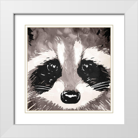 Racoon Eyes White Modern Wood Framed Art Print with Double Matting by OnRei