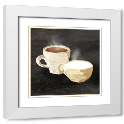 Coffee Time White Modern Wood Framed Art Print with Double Matting by OnRei