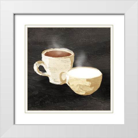 Coffee Time White Modern Wood Framed Art Print with Double Matting by OnRei