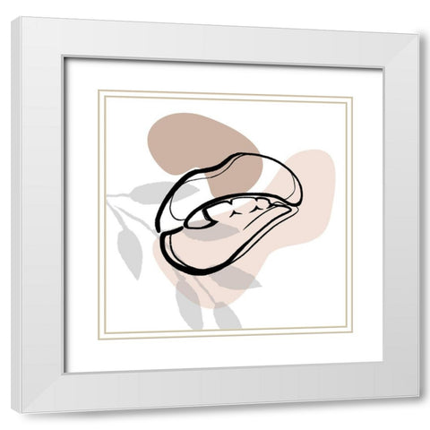 Scribble Lips with colors White Modern Wood Framed Art Print with Double Matting by OnRei