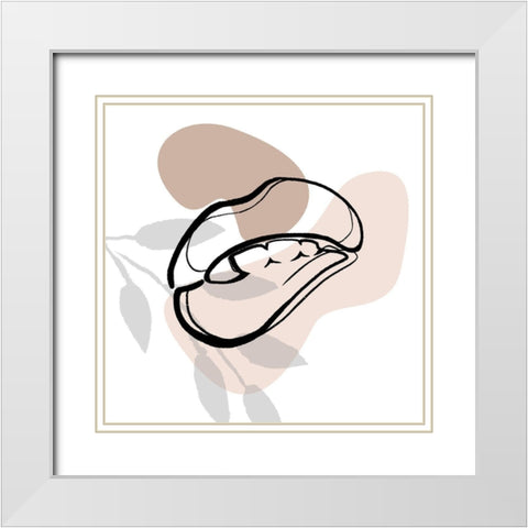 Scribble Lips with colors White Modern Wood Framed Art Print with Double Matting by OnRei