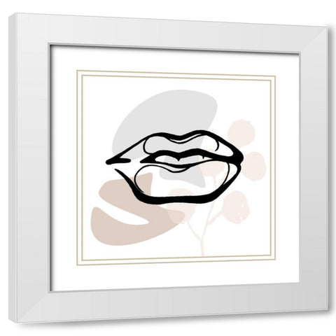 Scribble Lips With Colors Mate White Modern Wood Framed Art Print with Double Matting by OnRei