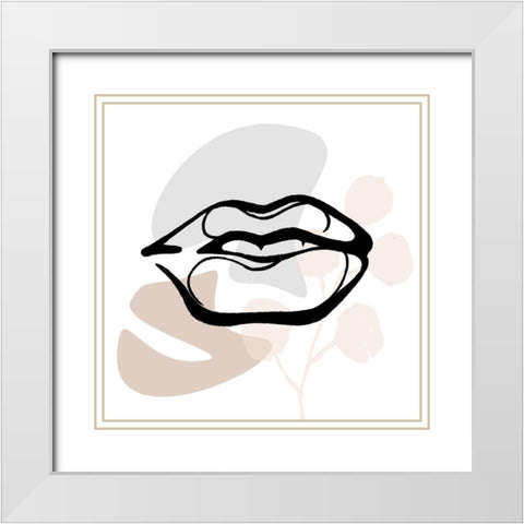 Scribble Lips With Colors Mate White Modern Wood Framed Art Print with Double Matting by OnRei