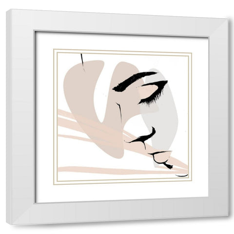 Abstract Face Down White Modern Wood Framed Art Print with Double Matting by OnRei