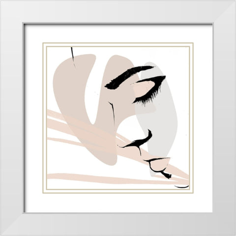 Abstract Face Down White Modern Wood Framed Art Print with Double Matting by OnRei