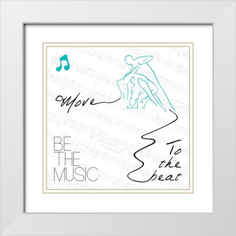 Move To The Beat 2 White Modern Wood Framed Art Print with Double Matting by OnRei