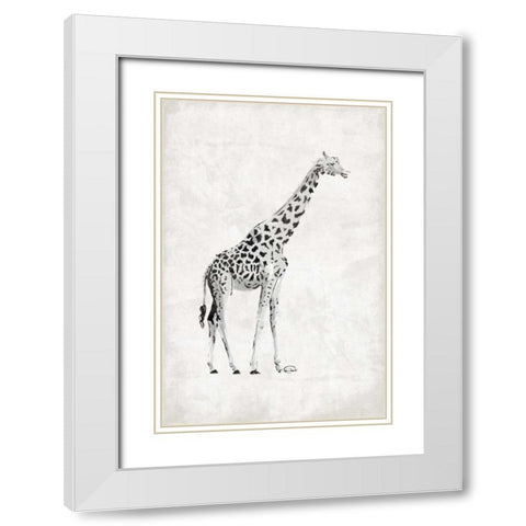 GIRAFFE White Modern Wood Framed Art Print with Double Matting by OnRei